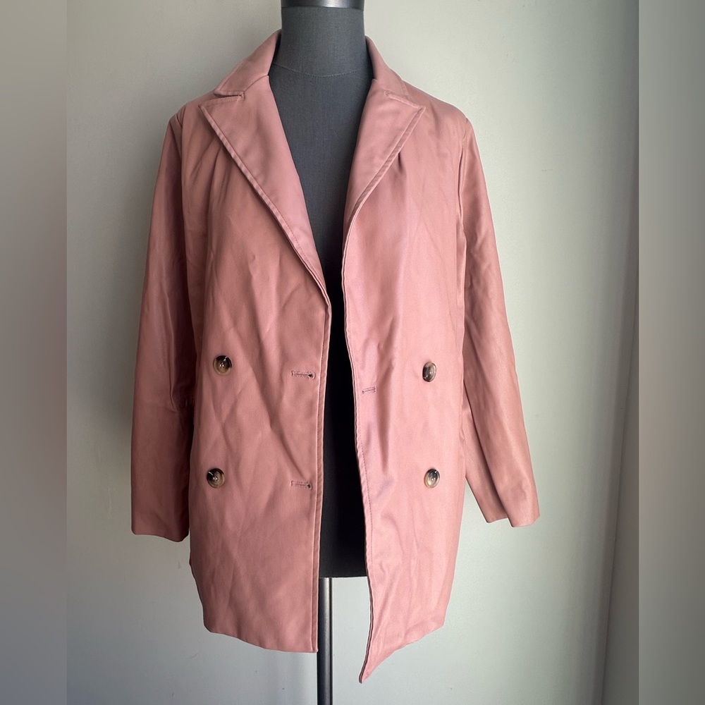 En Saison Faux Leather Oversized Blazer